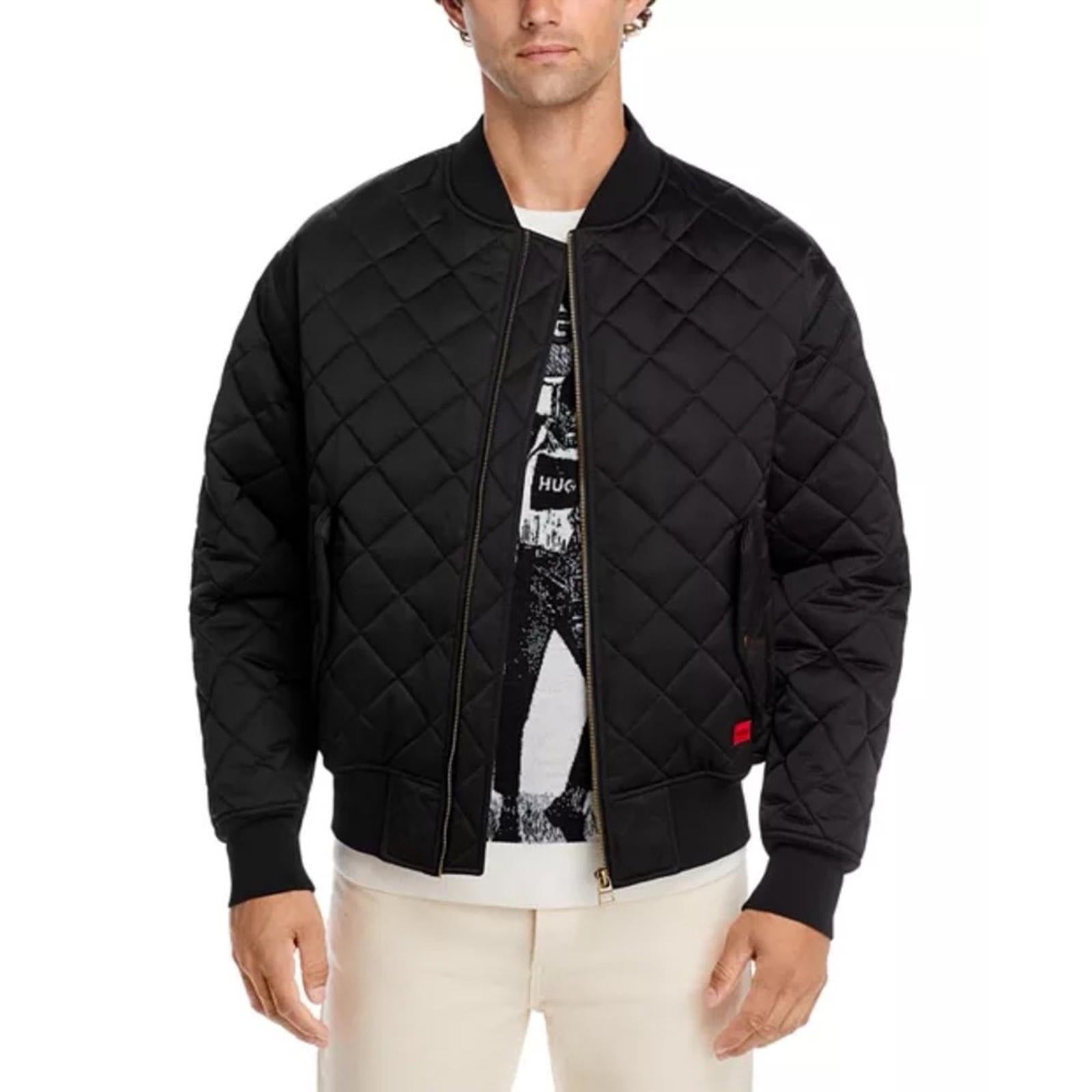 HUGO Bonod Quilted Bomber Jacket in Black, Size XL New w/Tag $445