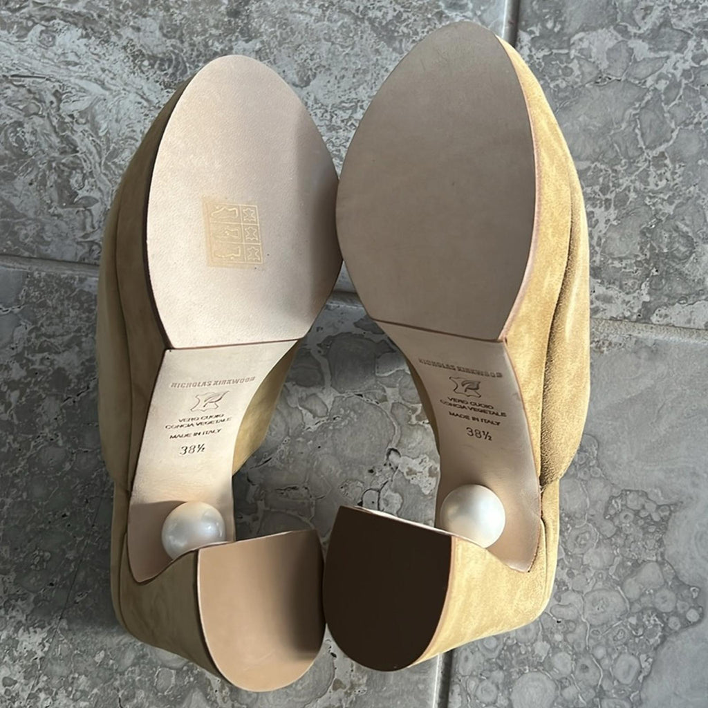 Nicholas Kirkwood Annabel High Heel Sandals, Hazel Suede Size 38.5 New +DustBag