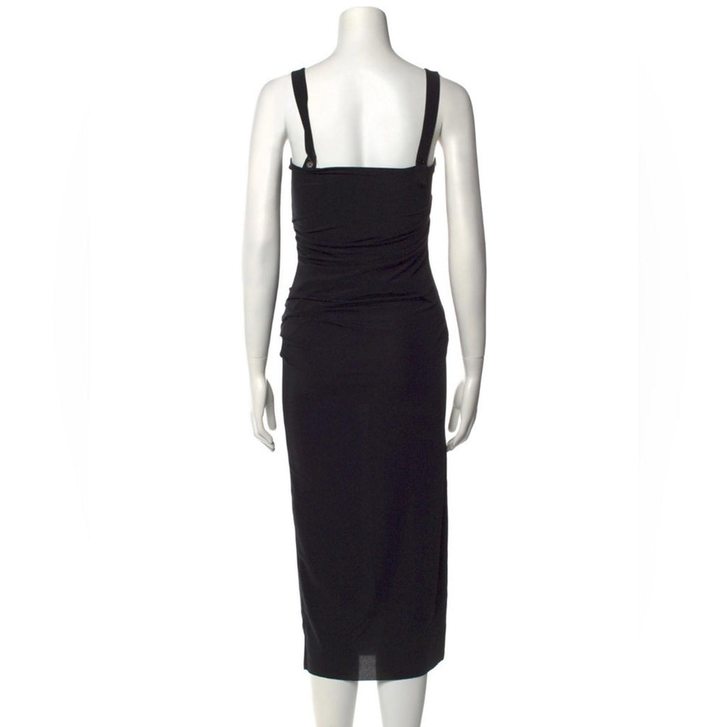 Helmut Lang Twist Midi Dress in Basalt Black, Size XXS NEW w/Tag $345