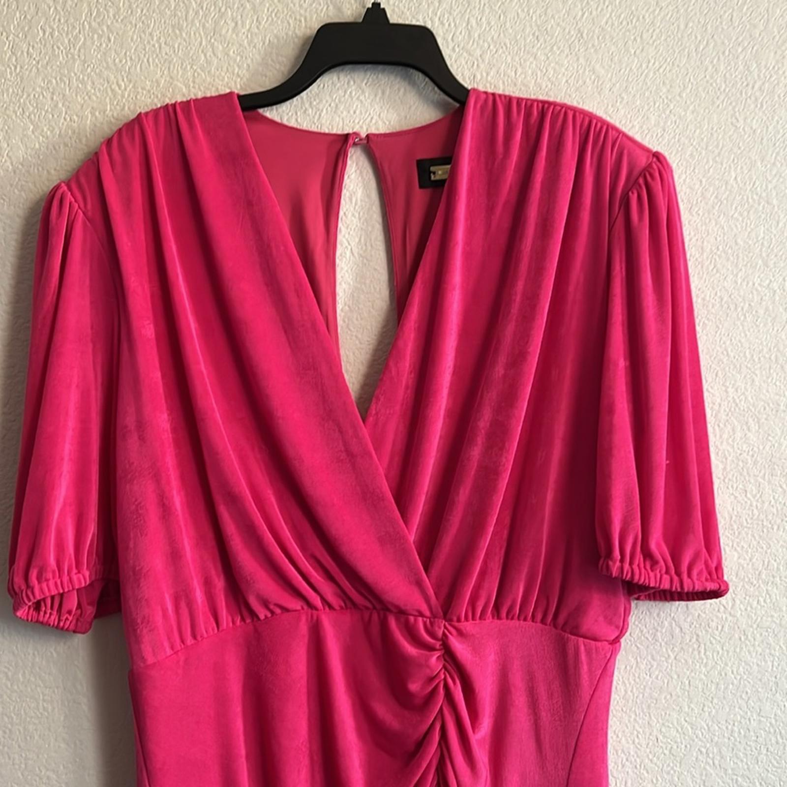 Alexia Admor Fern Puff Sleeve Ruched Drape Sheath Dress in Pink, Size XL NWT