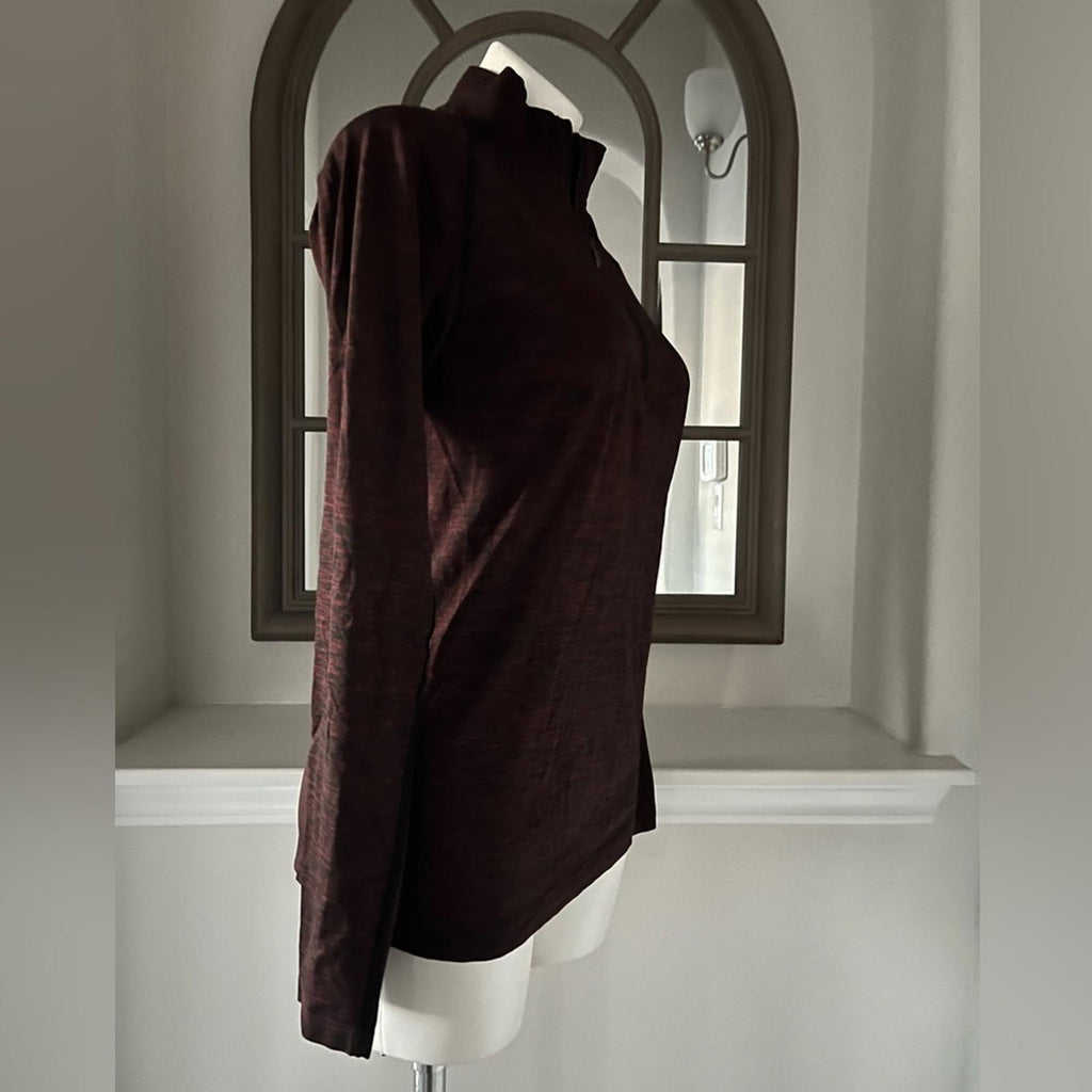 Lululemon Quarter-Zip Mock Neck Top, Heather Burgundy Size S, EXCELLENT!