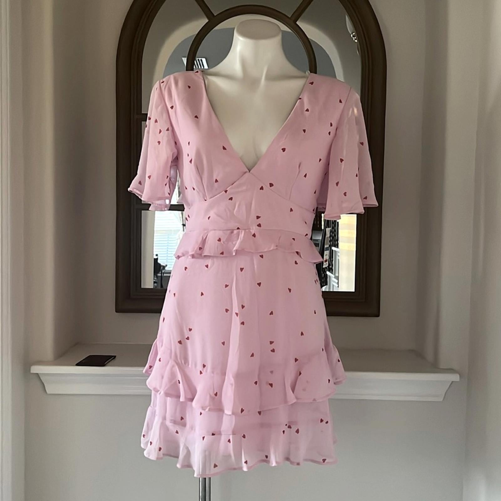 B Darlin Ruffled Flutter Sleeve V-Neck Mini Dress, Day Pink Jr Size 9/10 NWT