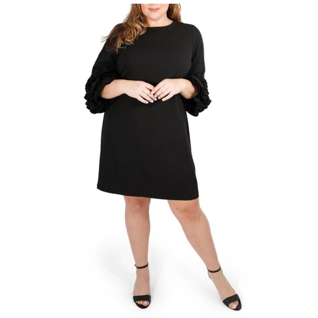 Marée Pour Toi BLACK Ruffle-Cuff Shift Dress, Plus Size 16 New w/Tag