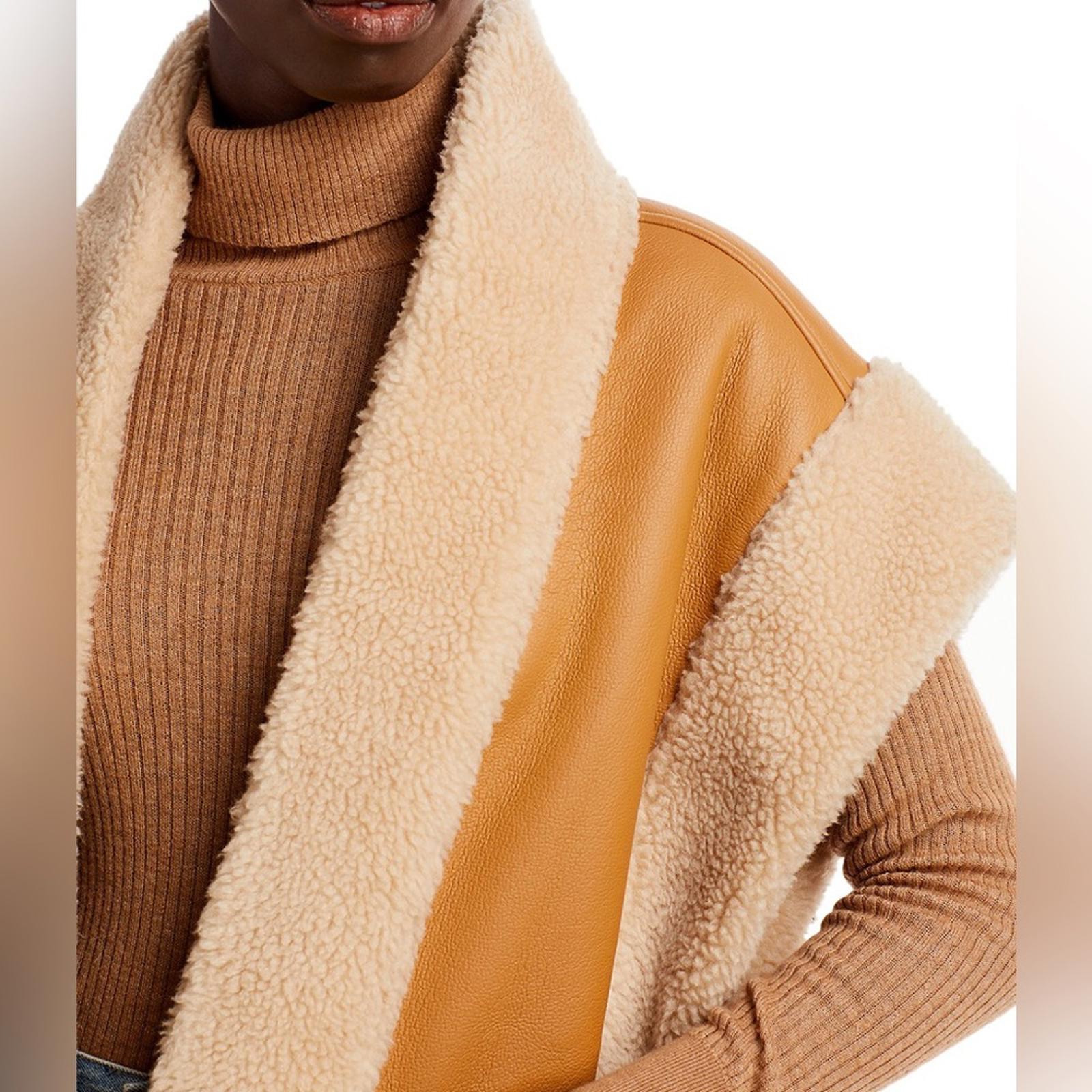 A.L.C. Sutton Faux Shearling Vest in Tan/Cream, Size XL NEW w/Tag