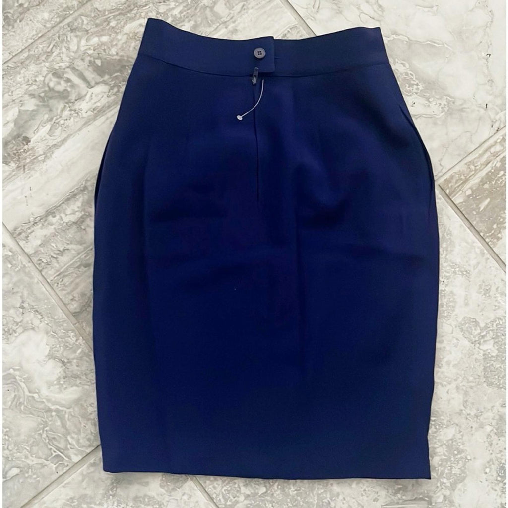 Lamb Wool Pencil Mini Skirt with Pockets in Blue Size 6 Made in Italy EXCELLENT!