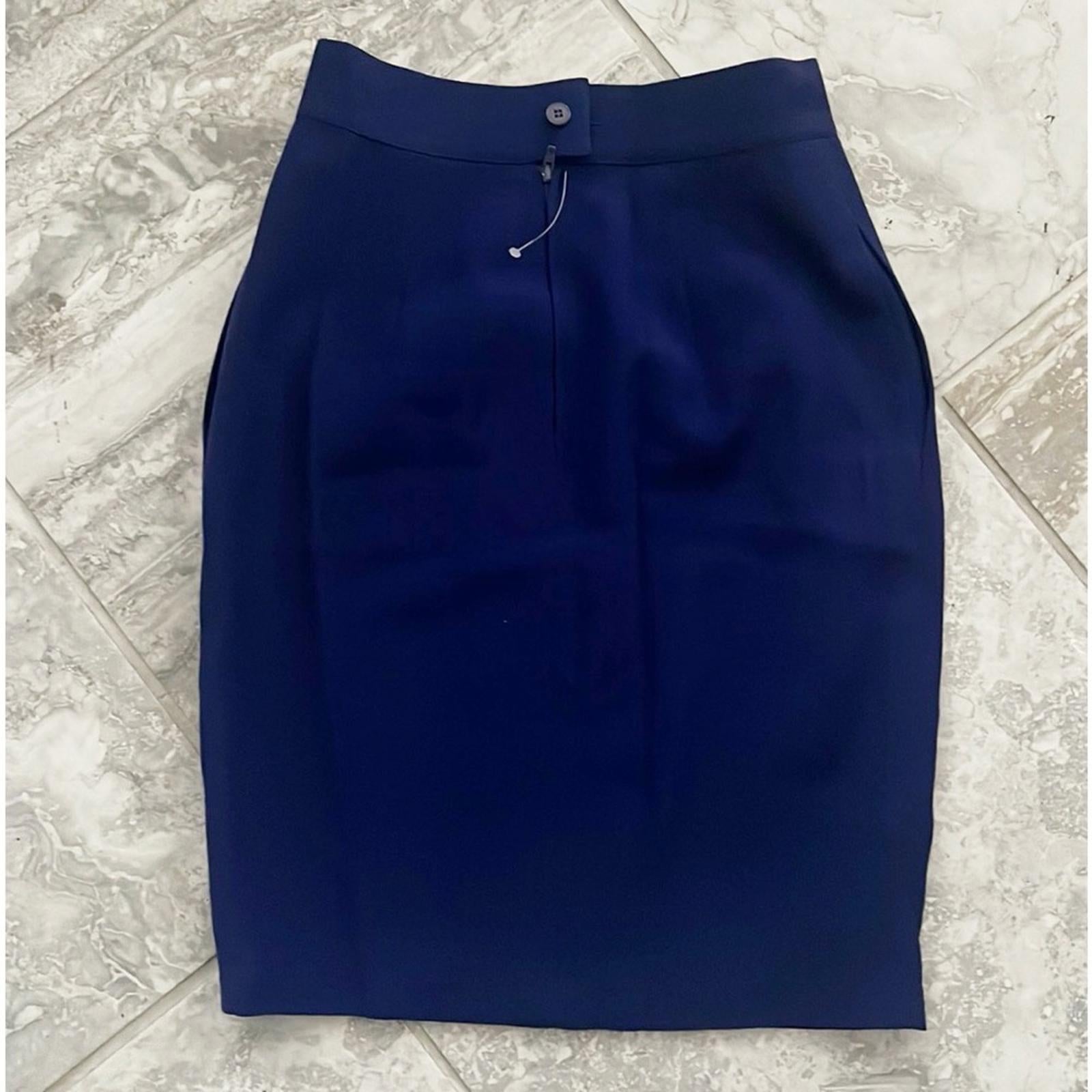 Lamb Wool Pencil Mini Skirt with Pockets in Blue Size 6 Made in Italy EXCELLENT!