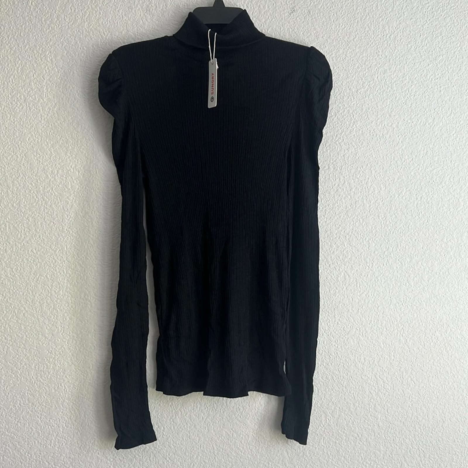 Sundry BLACK Puff Sleeve Turtleneck Top, NWT, Size L