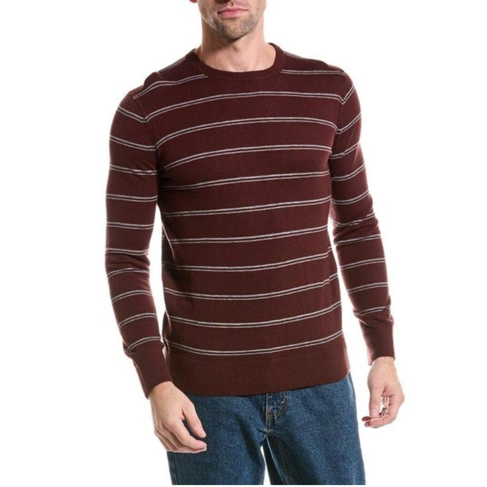 Theory Riland Harman Stripe Wool-Blend Sweater in Chianti/Grey Size M NWT $325