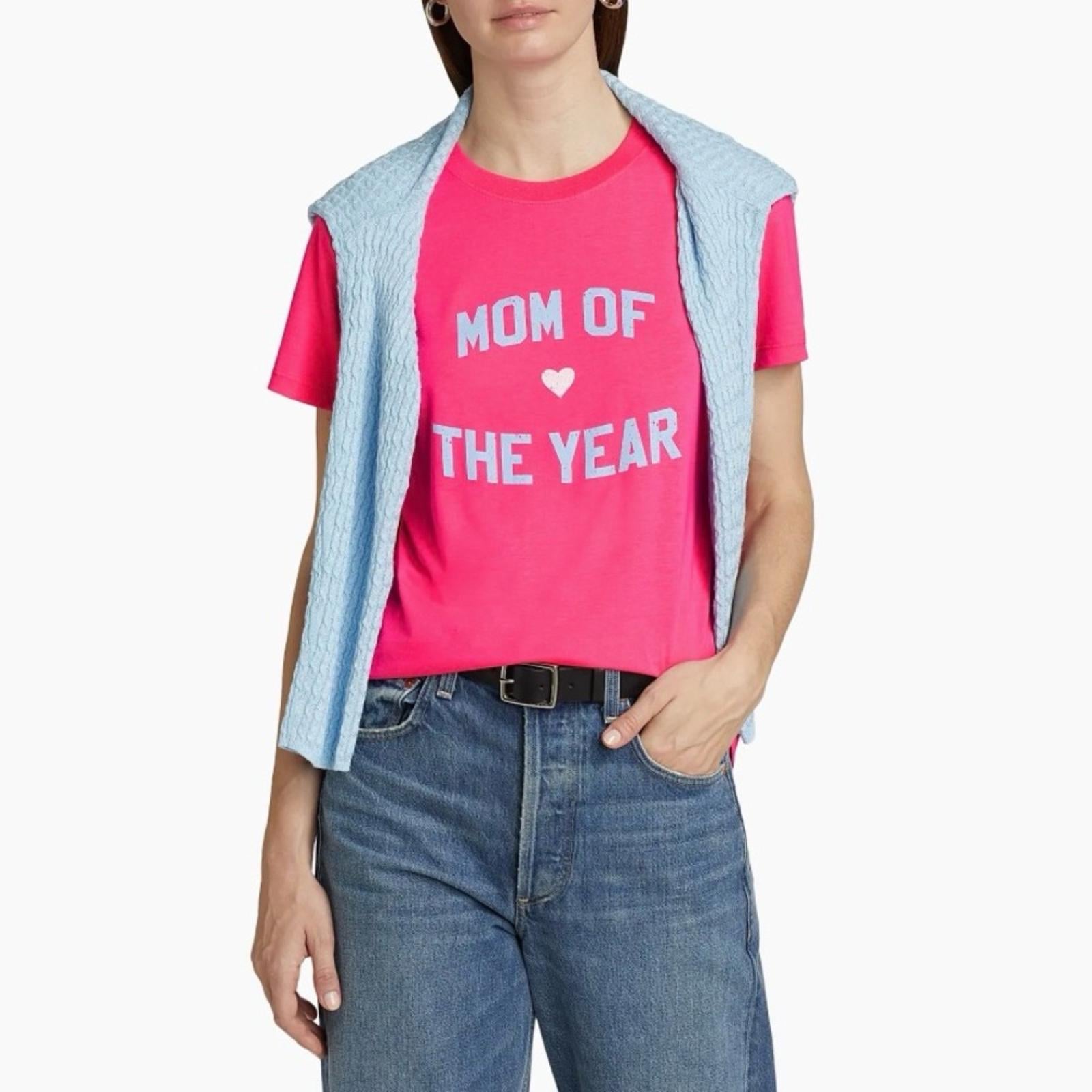 Favorite Daughter “Mom Of The Year” Crewneck T-Shirt in Pink, Size XS, NEW