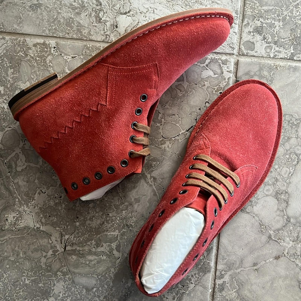 Bottega Veneta Lace-Up Ankle Boots in Red Suede, Size EU40 NEW in Box w/DustBags