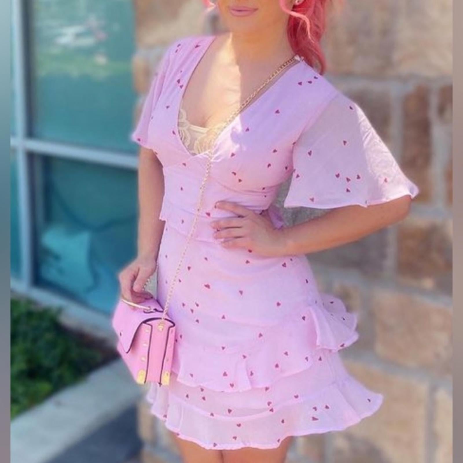 B Darlin Ruffled Flutter Sleeve V-Neck Mini Dress, Day Pink Jr Size 9/10 NWT