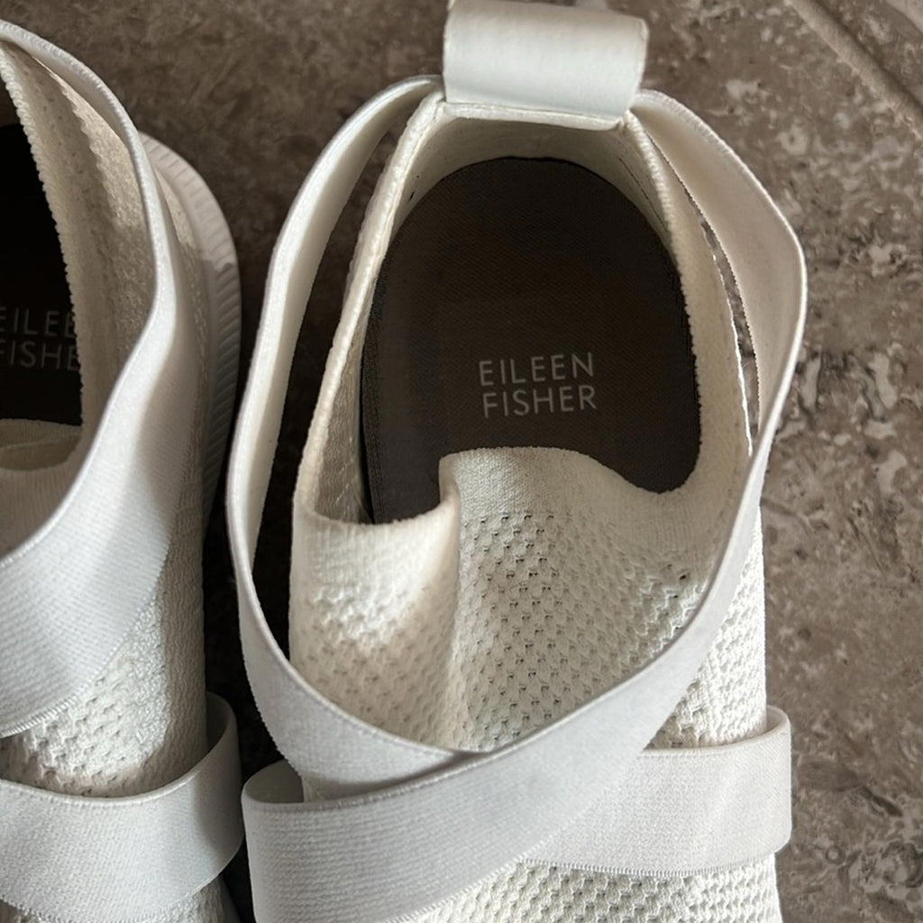 NEW Eileen Fisher Zing Stretch Knit Sneakers in White, Size 11 NEW w/o Box