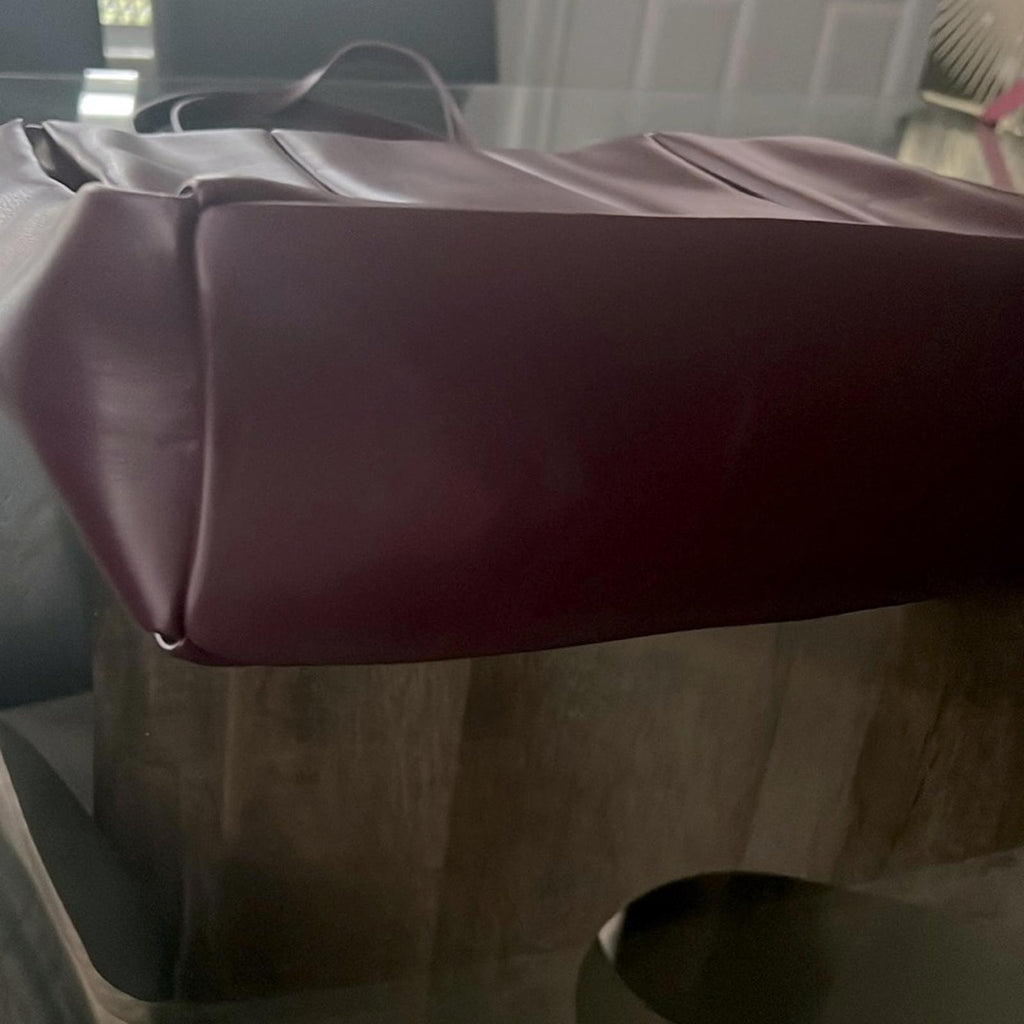 Themoirè Kore Vegan Nappa Quilted Tote (Made in Italy) Burgundy, New w/Tag
