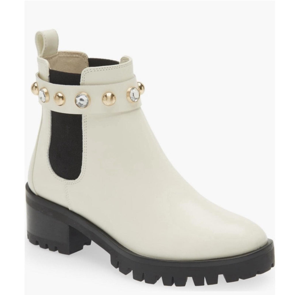 Karl Lagerfeld Paris Porshay Lug Sole Boots in Bone/White, Size 8 NEW $189