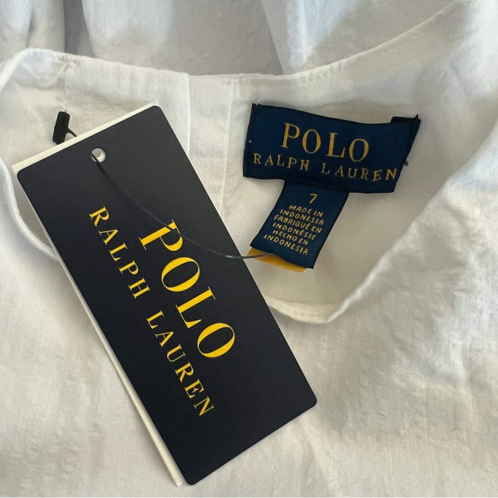 Polo Ralph Lauren Girls Seersucker Dress in White, Size 7, NWT