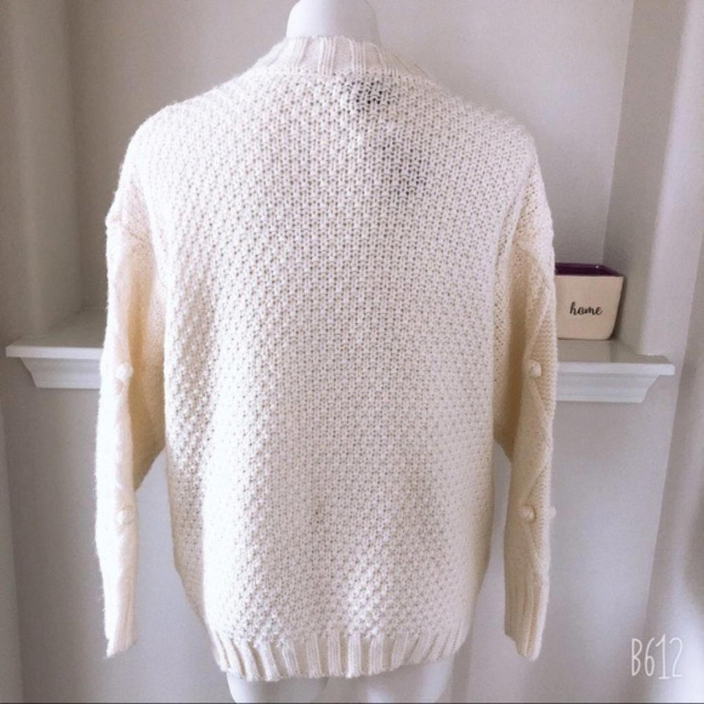 Barney's NY Co-Op Sweater Pom-Pom Oversized Knit Pullover, Size L New w/Tag