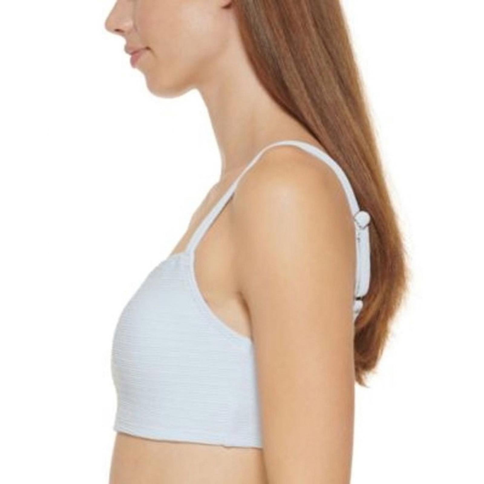 DKNY Ribbed Solid Bikini Swim Top Separates in Light Blue, Size XL NEW w/Tag