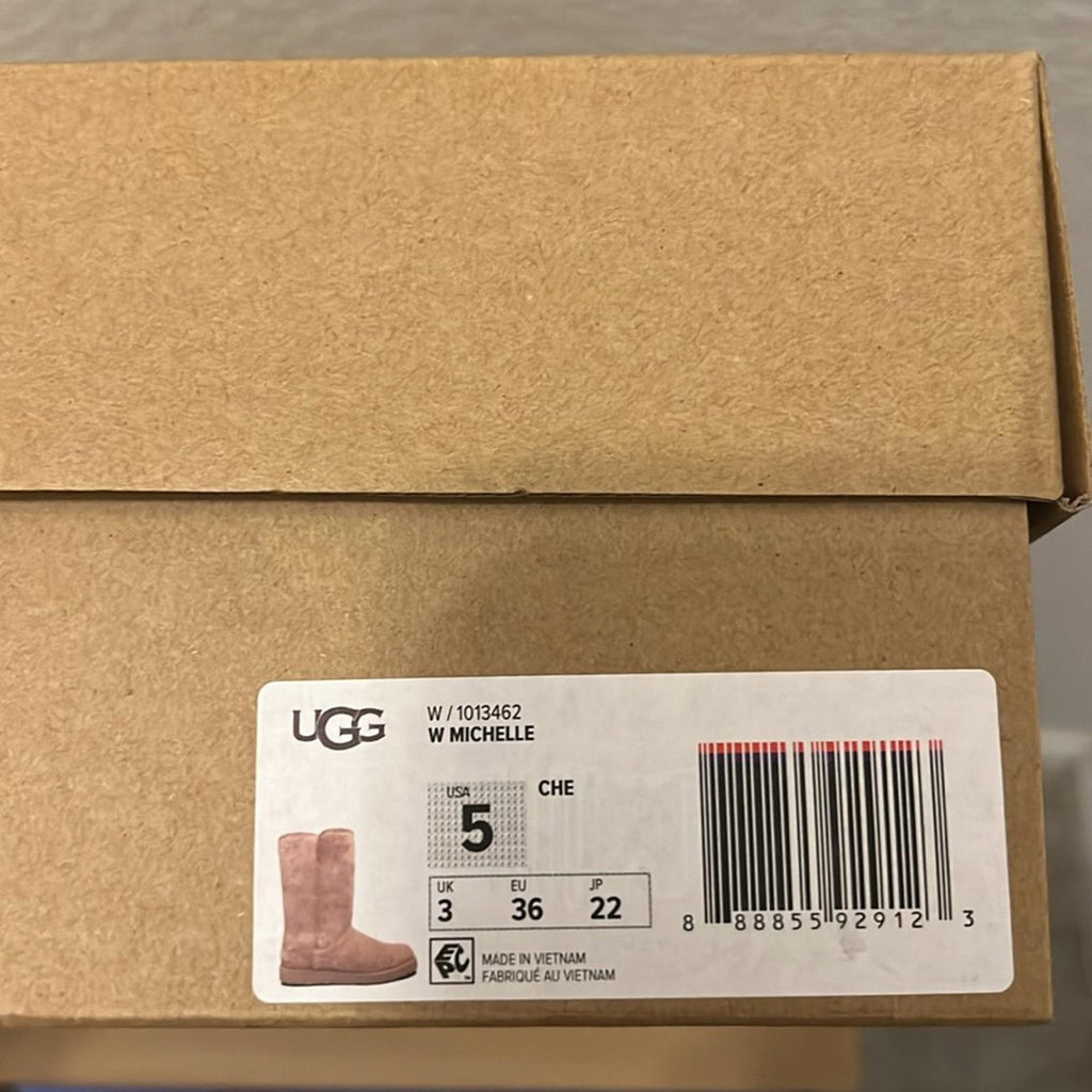 UGG Michelle Chestnut Suede Boots, Fur Leather Size EU36 US5 New in Box