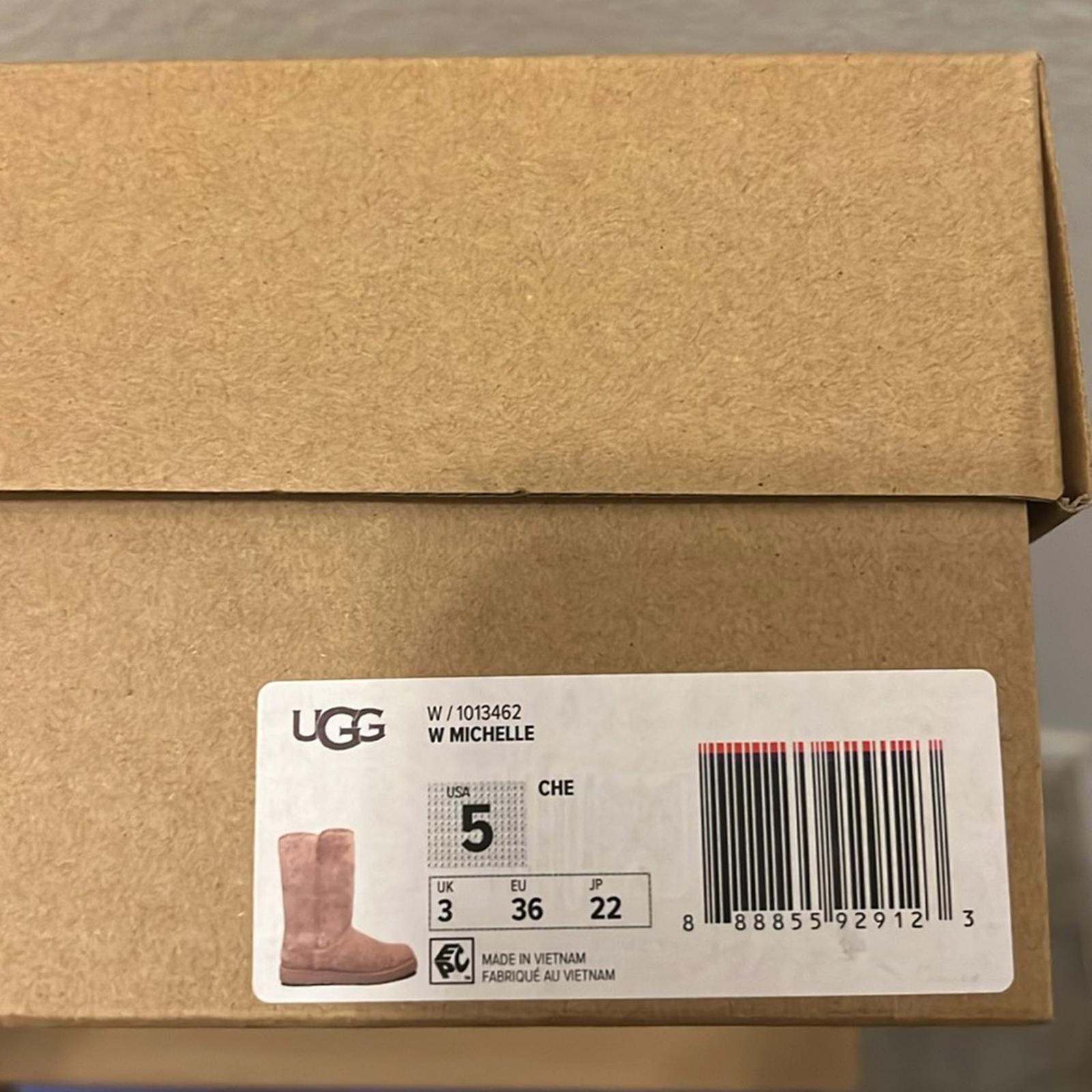 UGG Michelle Chestnut Suede Boots, Fur Leather Size EU36 US5 New in Box