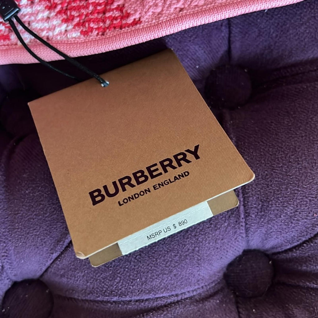 NEW Burberry Knitted Check Bucket Hat, Pink IP Check, Size L, New with Tag $890