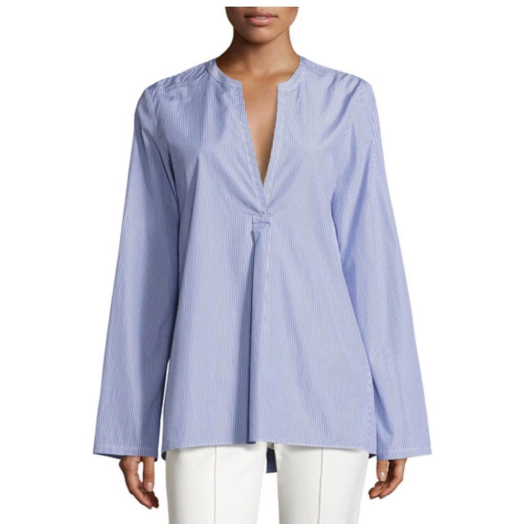 Theory Ofeliah Taff Striped Top, Blue/White Size L Retail