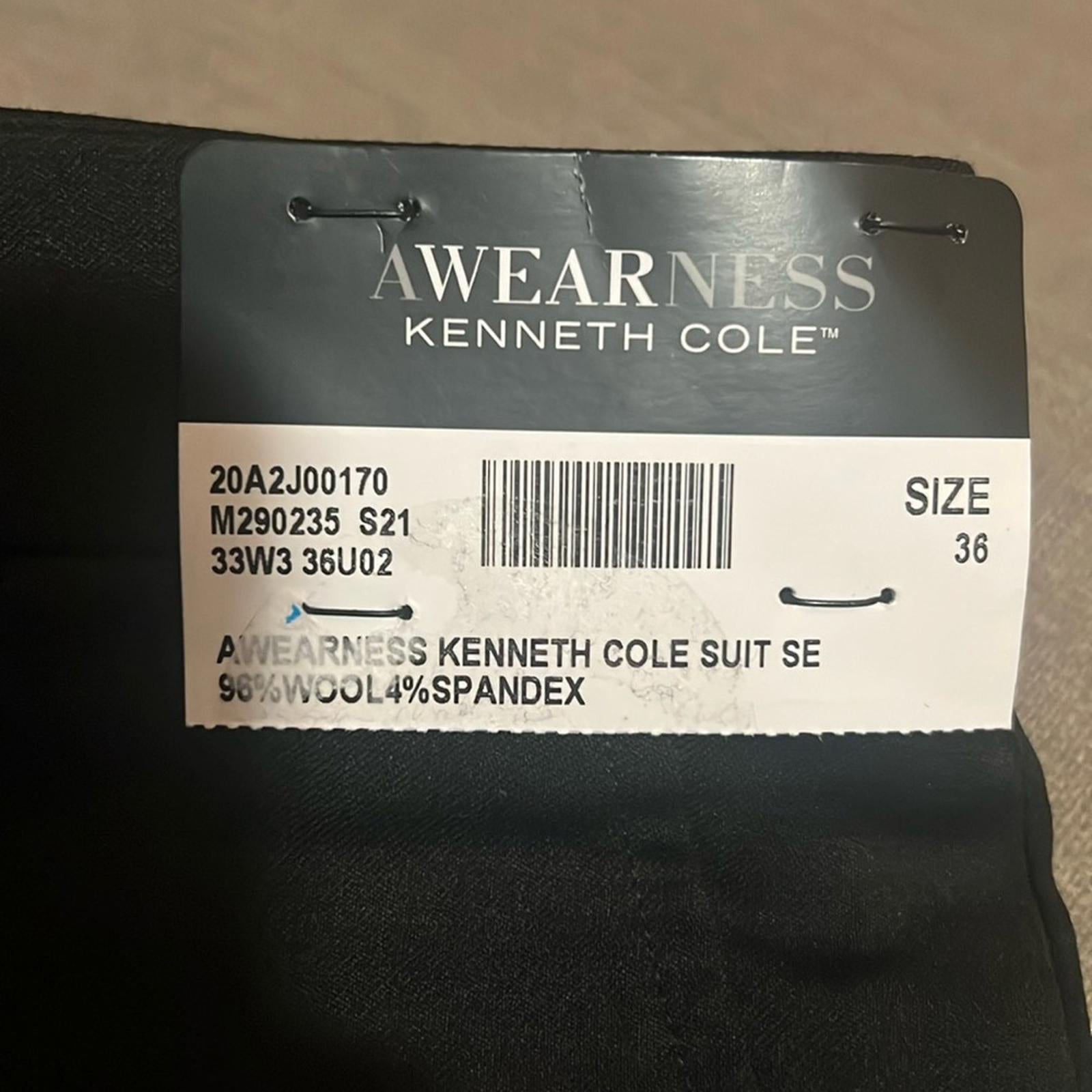 Awearness Kenneth Cole Modern Fit Suit Separates Pants Black, Size 36 NEW w/Tag