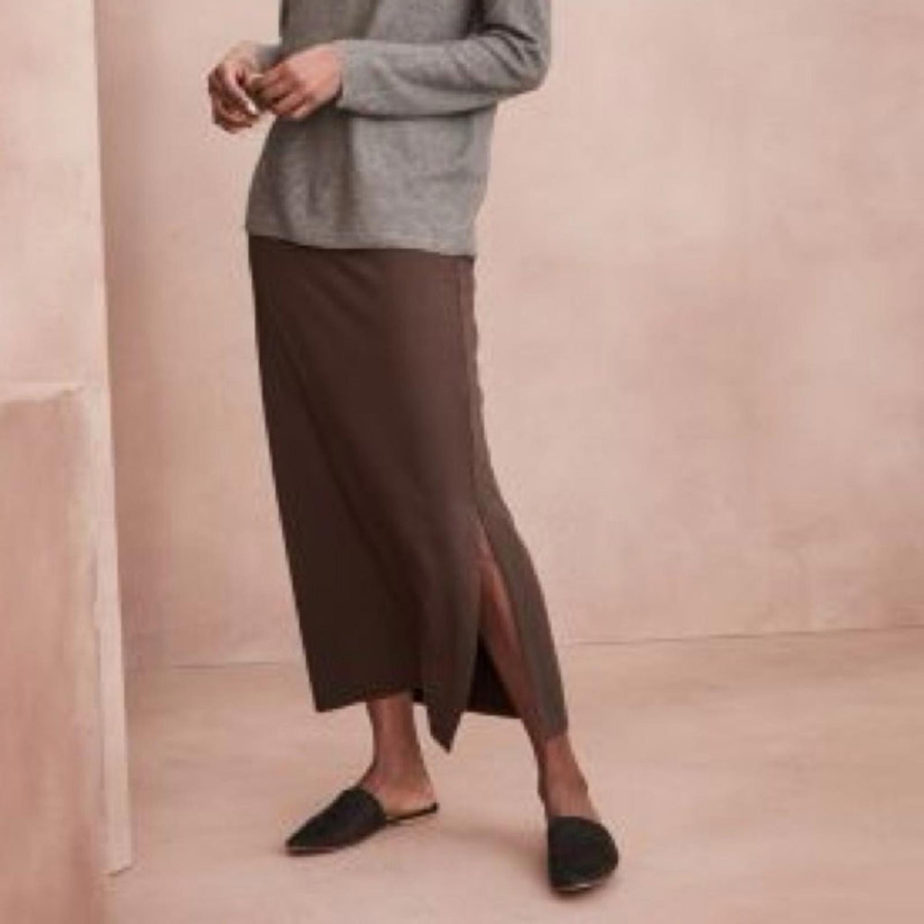 Eileen Fisher Brown Midi Skirt, Size M Retail $198