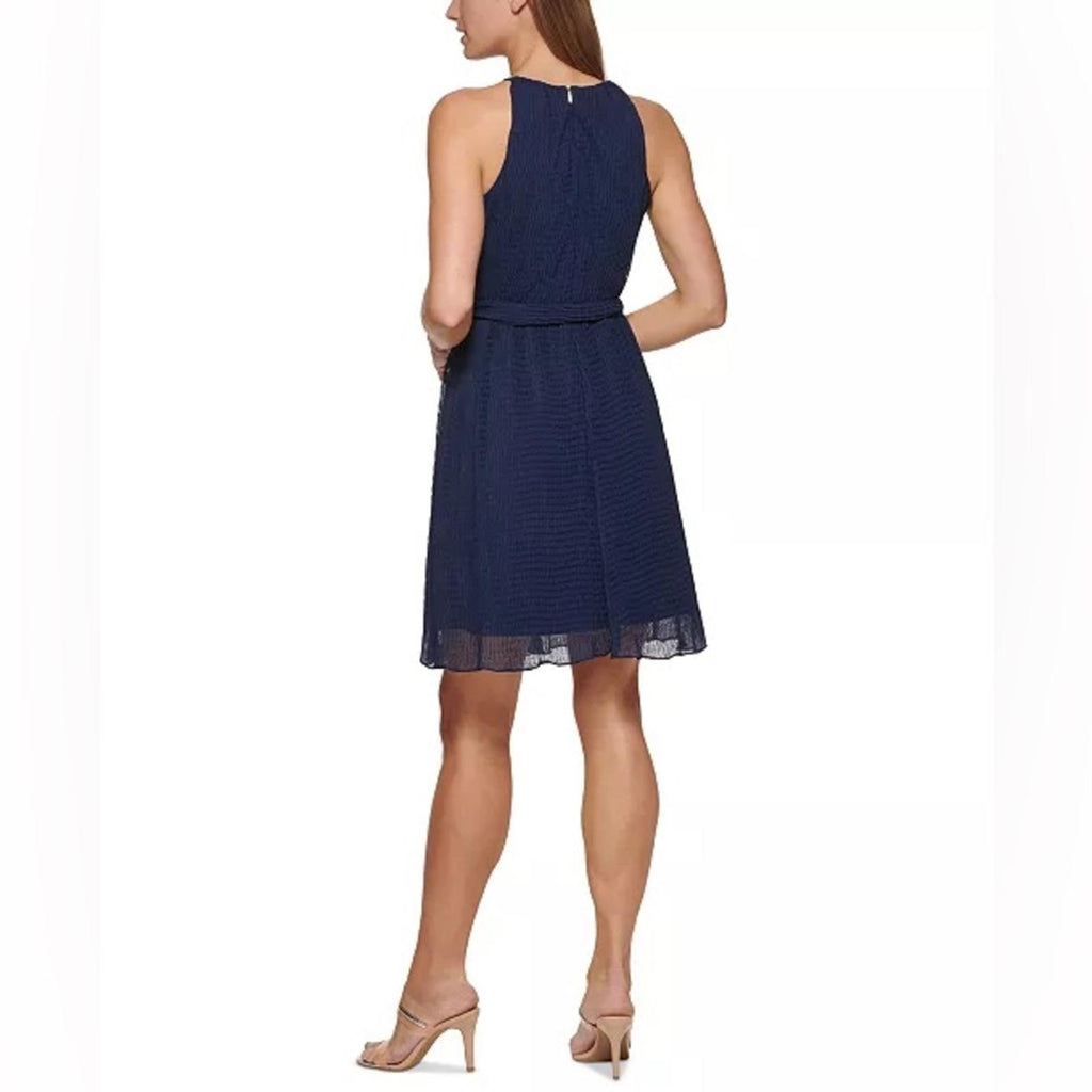 DKNY Petite Belted Halter Dress in Navy, NWT, Size 12P