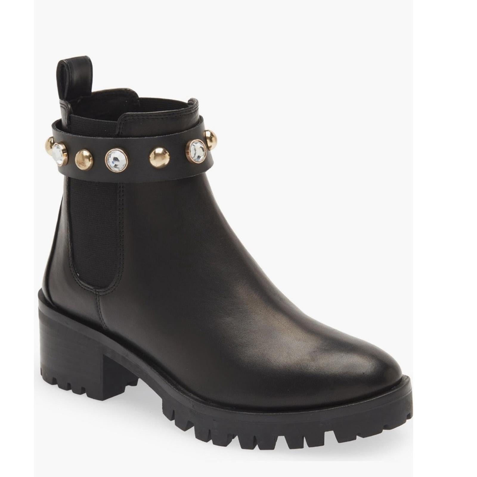 Karl Lagerfeld Paris Porshay Lug Sole Boots in Black, Size 8.5 New w/o Box