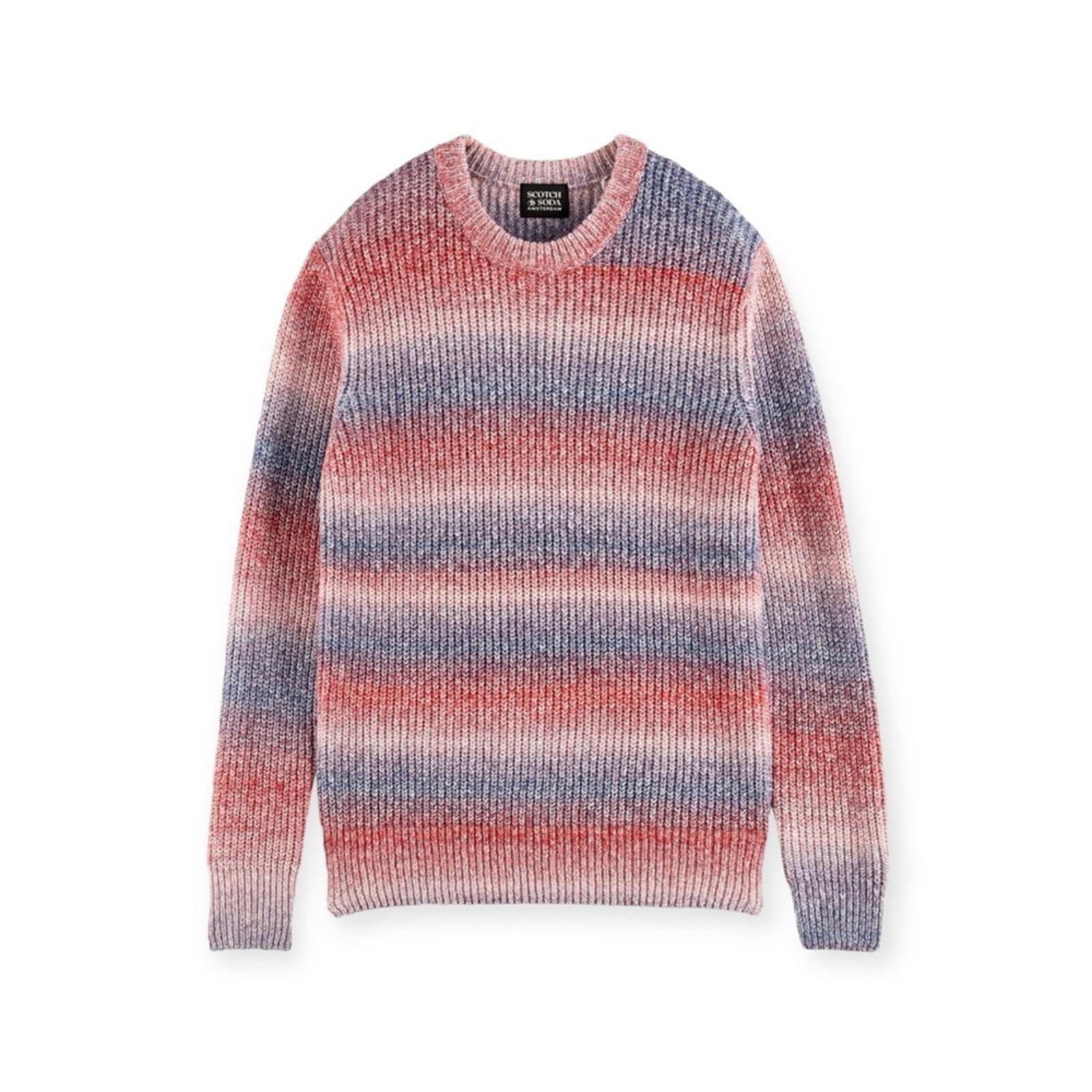 Scotch & Soda Gradient Cotton-Blend Crewneck Sweater in Blue Combo Size L NWT