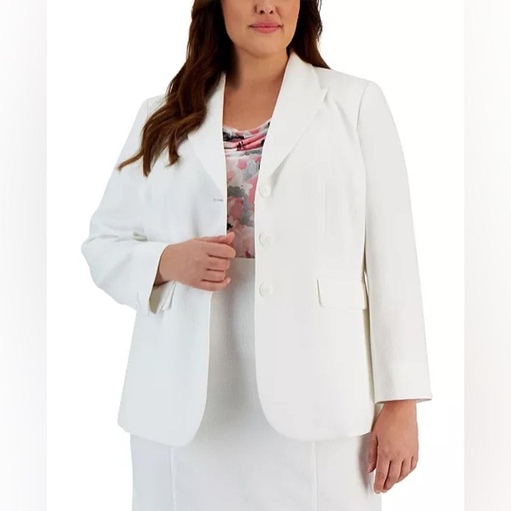 KASPER Three-Button Peak Lapel Jacket in White, Petite Size 2 New w/Tag $129