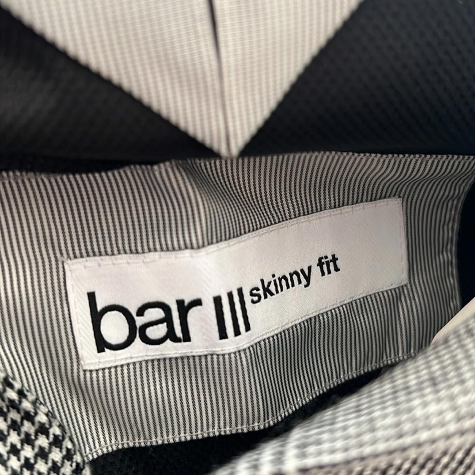 Bar III Glen Plaid Skinny-Fit Suit Jacket in Black/White Size 44L New w/Tag $425