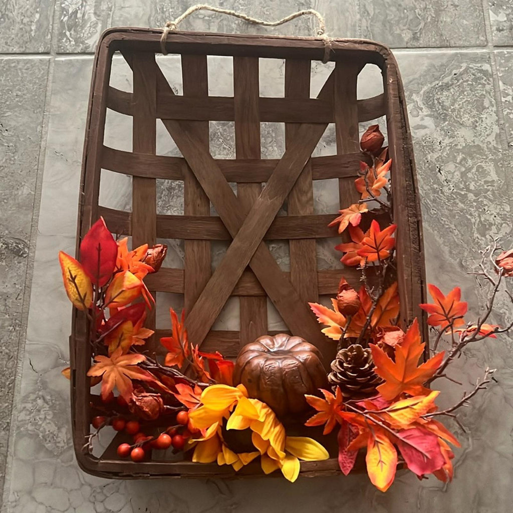 Tobacco Basket Wreath, Thanksgiving Fall Decor, NEW