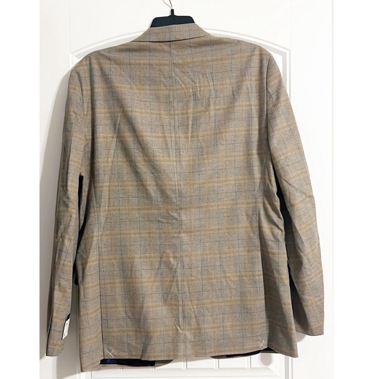 Tommy Hilfiger Conrad Oatmeal Gray Windowpane Plaid Blazer Size 44L NWT $295