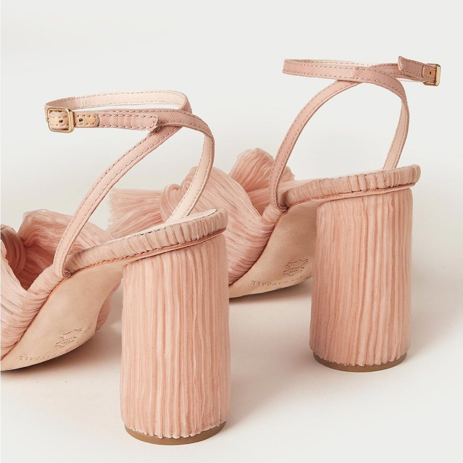 Loeffler Randall Reed High Heel Pleated Sandals in Beauty, Size 5 New in Box