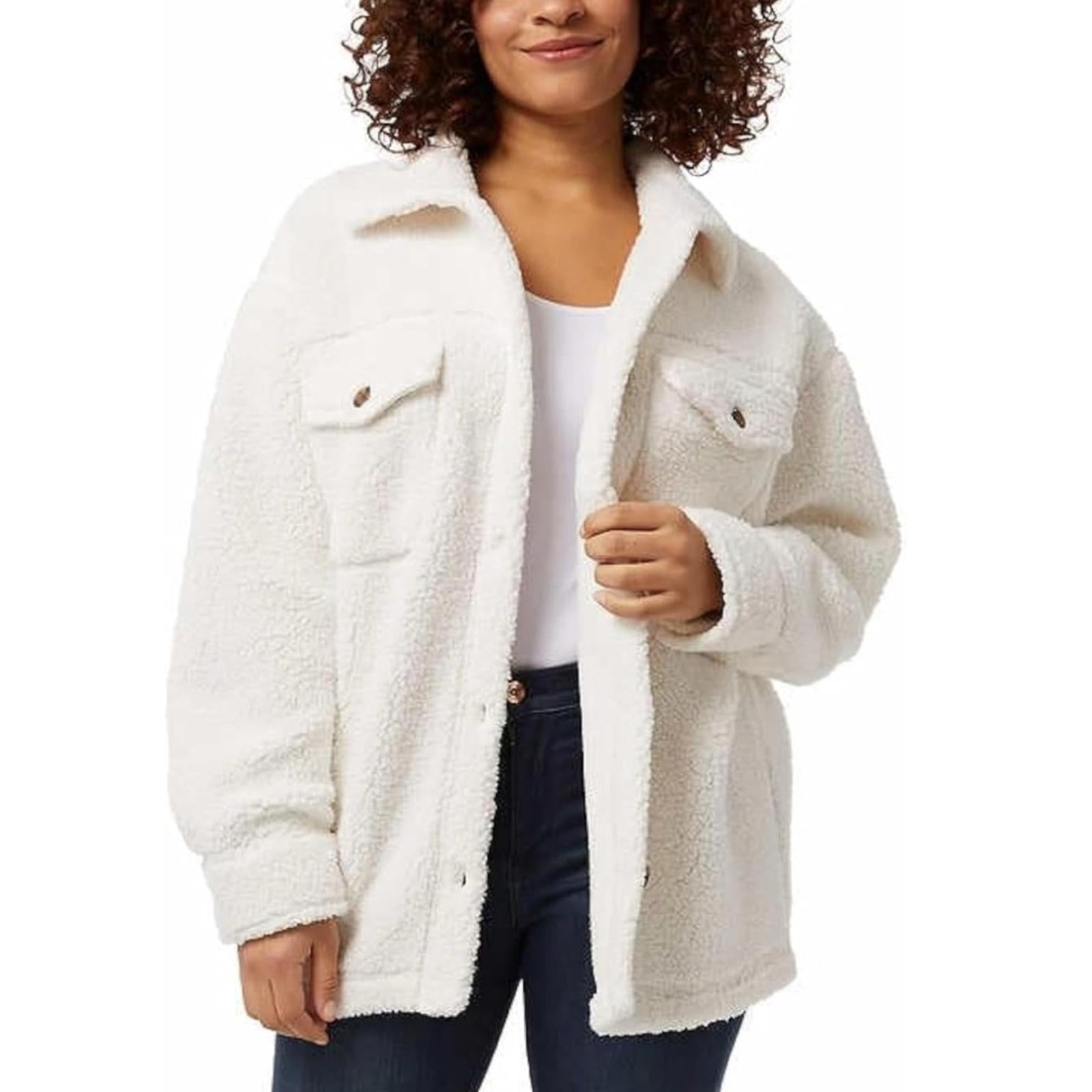 32 Degrees Cozy Fleece Shirt Jacket Oversized, Cream Size XL/XXL NWT
