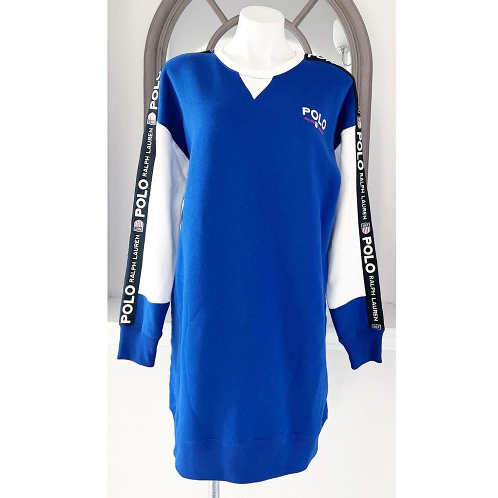 RARE* Polo Ralph Lauren Long Sleeve Rétro Dress in Blue, Size M New w/Tag $348