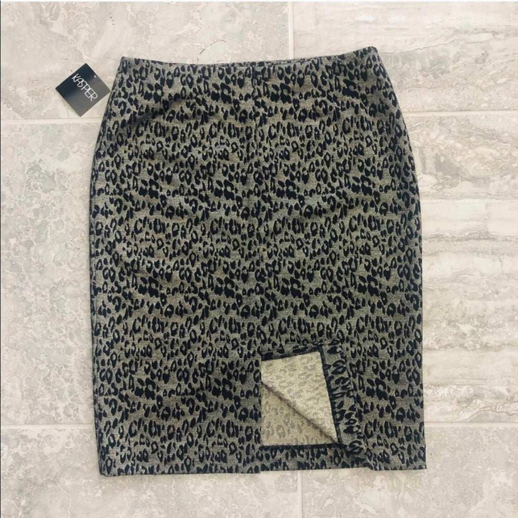 Kasper Jacquard Knit Pencil Skirt in Animal Print, Black Multi Size 18 New w/Tag