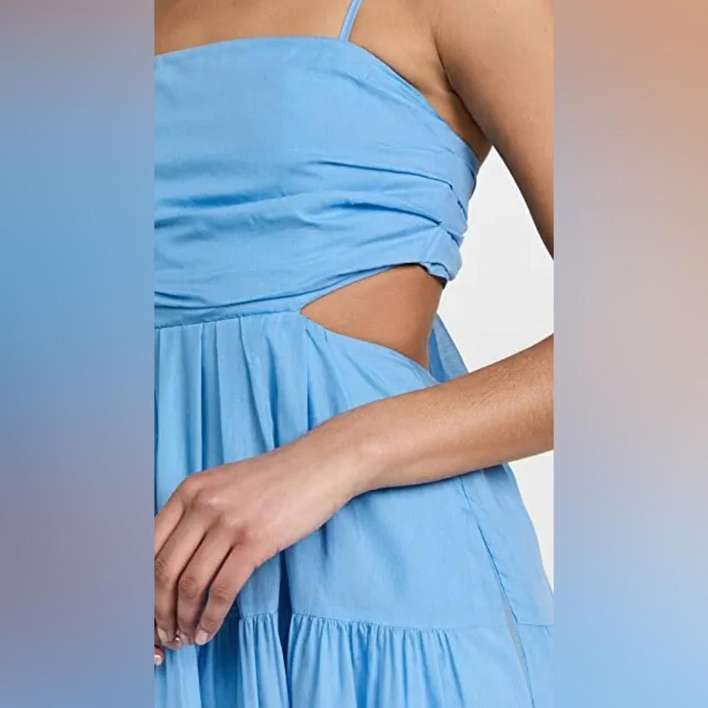 Rebecca Taylor Wrap Back Maxi Dress in Azul Blue, NWT, Size 16, Retail $525
