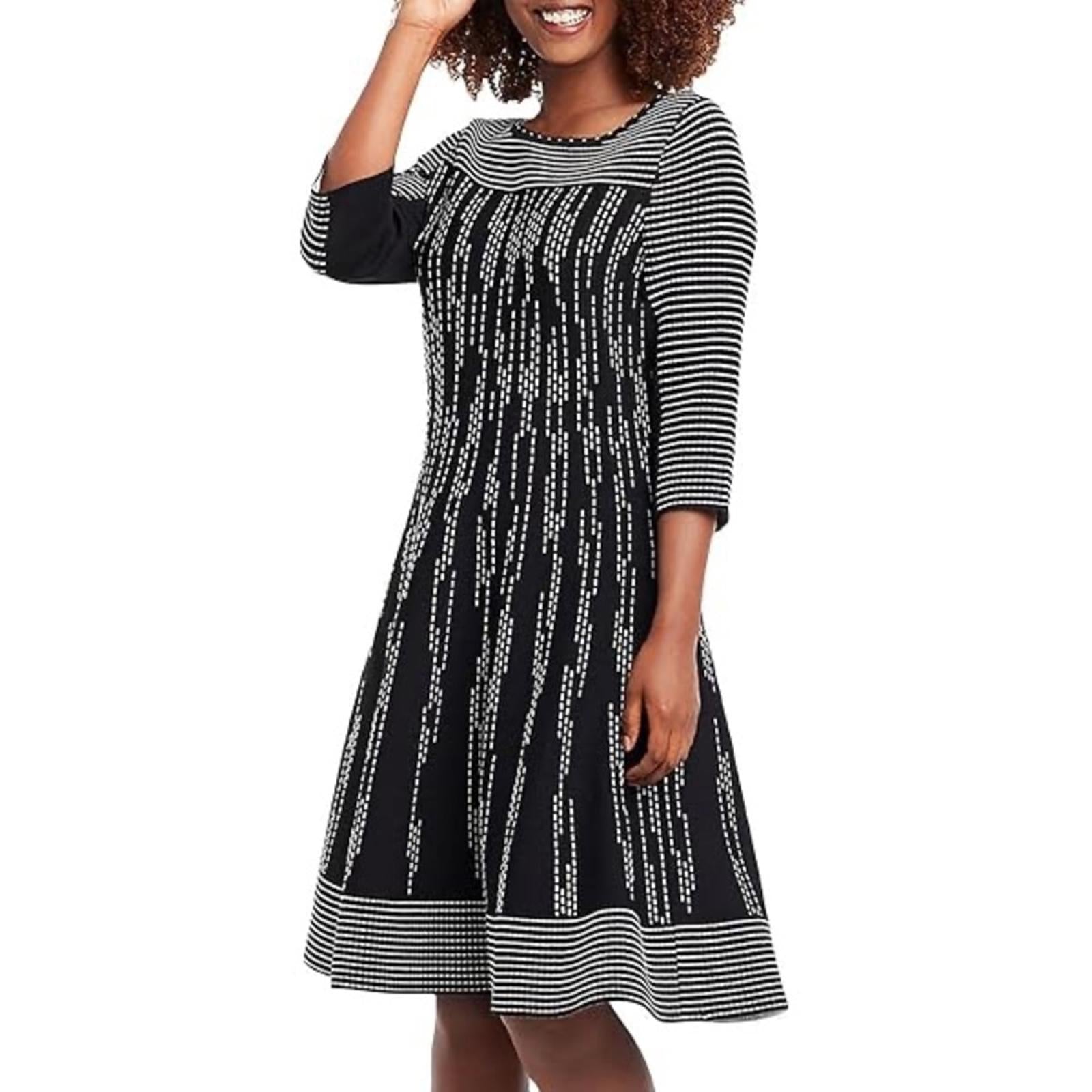 NIC+ZOE Dashing Out Twirl Dress in Black & White, Size XL, Retail $238