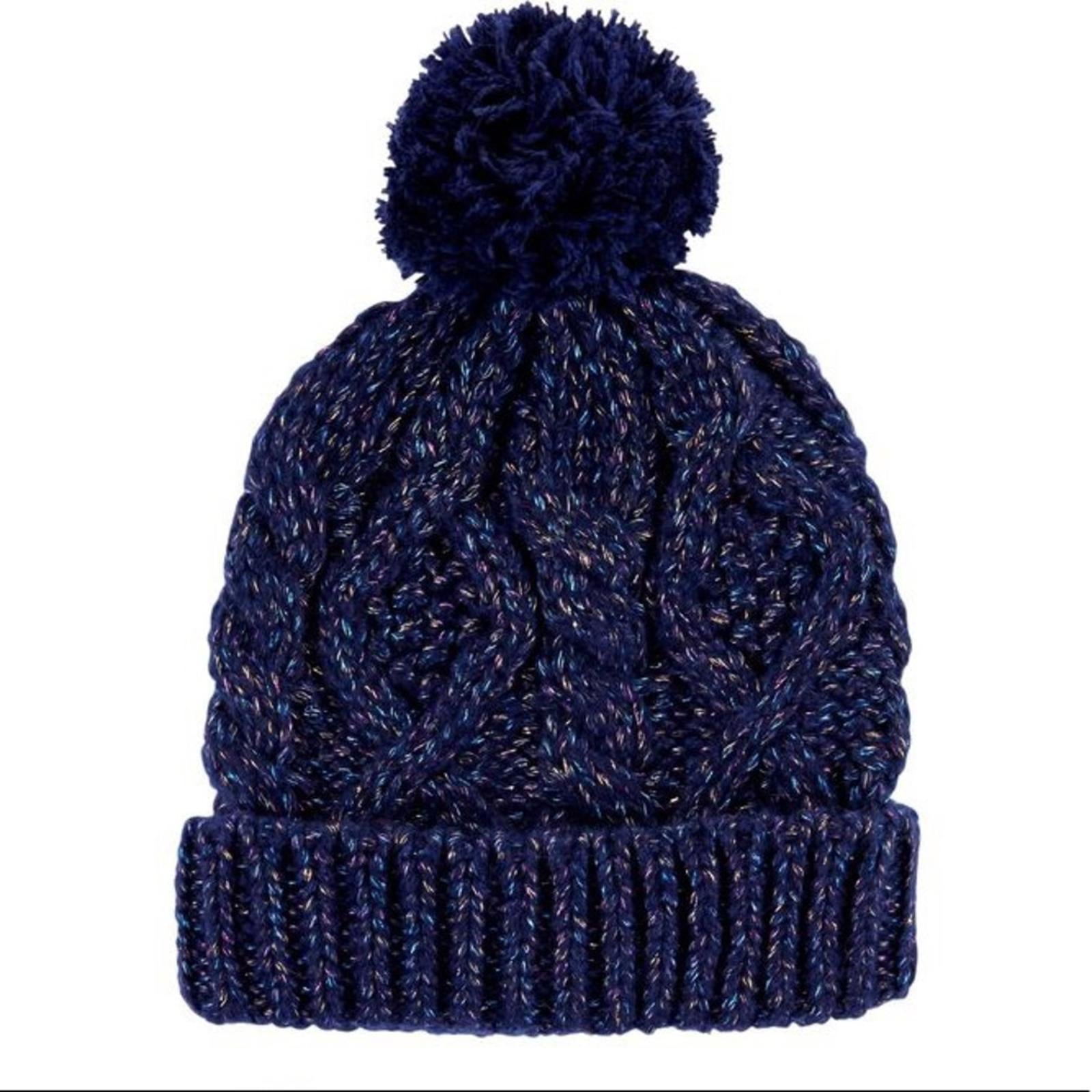 Carter’s 2-Pc Set Cable Knit Hat & Mitten, Metallic Navy Blue, Size 12-24 NEW