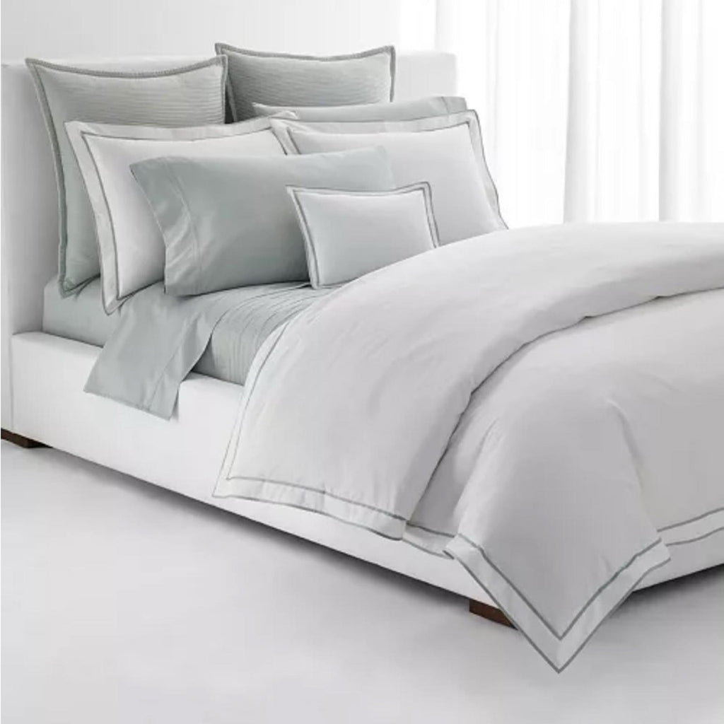 Lauren Ralph Lauren Spencer Sateen Border White Sage King Duvet Cover, NWT $420