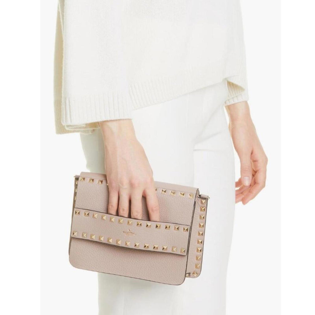 Valentino Garavani Rockstud Leather Crossbody Mauve Pink EXCELLENT Retail $1,950