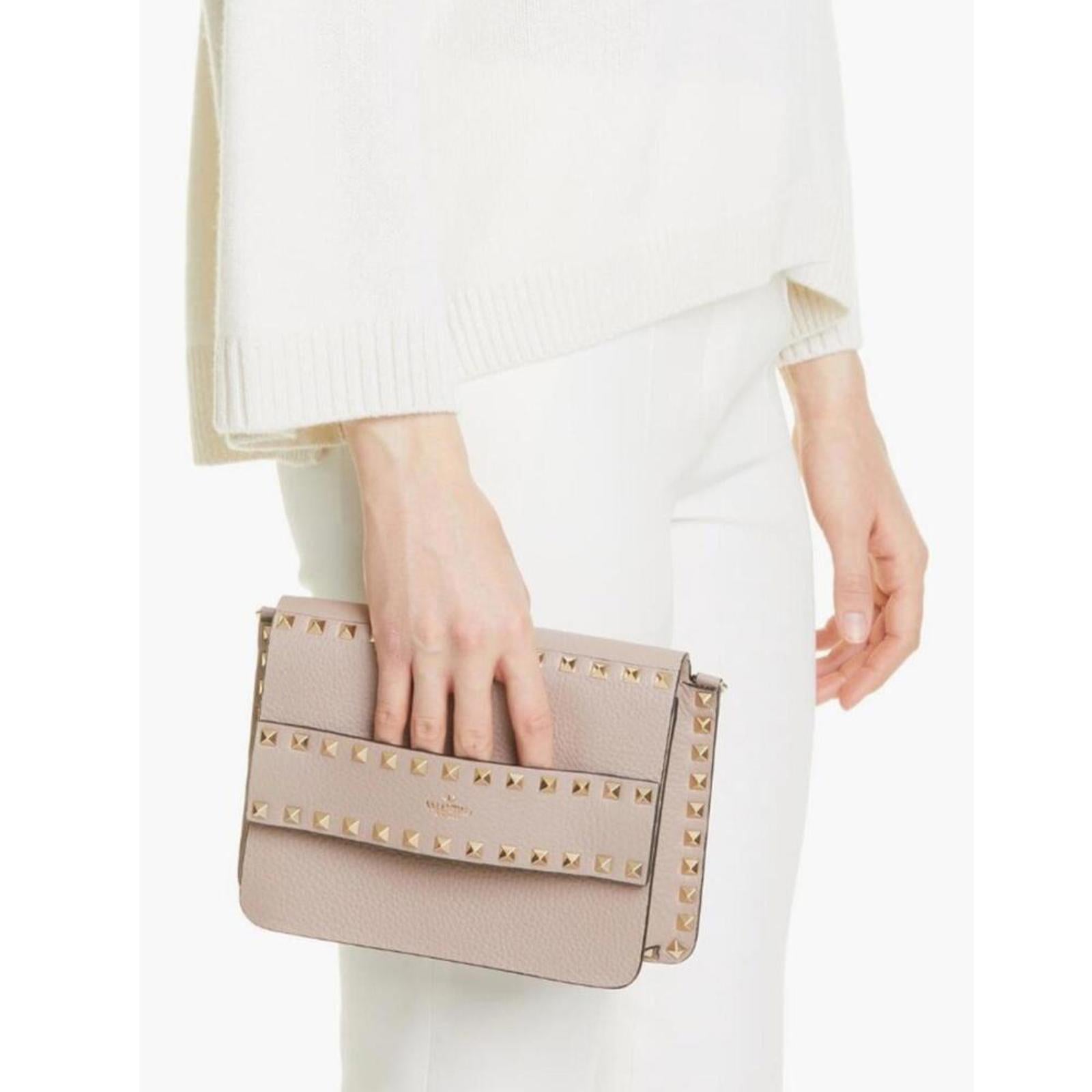 Valentino Garavani Rockstud Leather Crossbody Mauve Pink EXCELLENT Retail $1,950