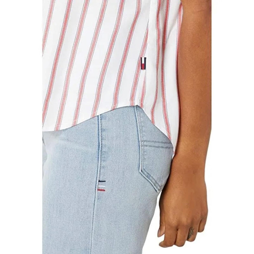 Tommy Jeans Striped Button Front Top Stapler Stripe, Size XL New w/Tag $69