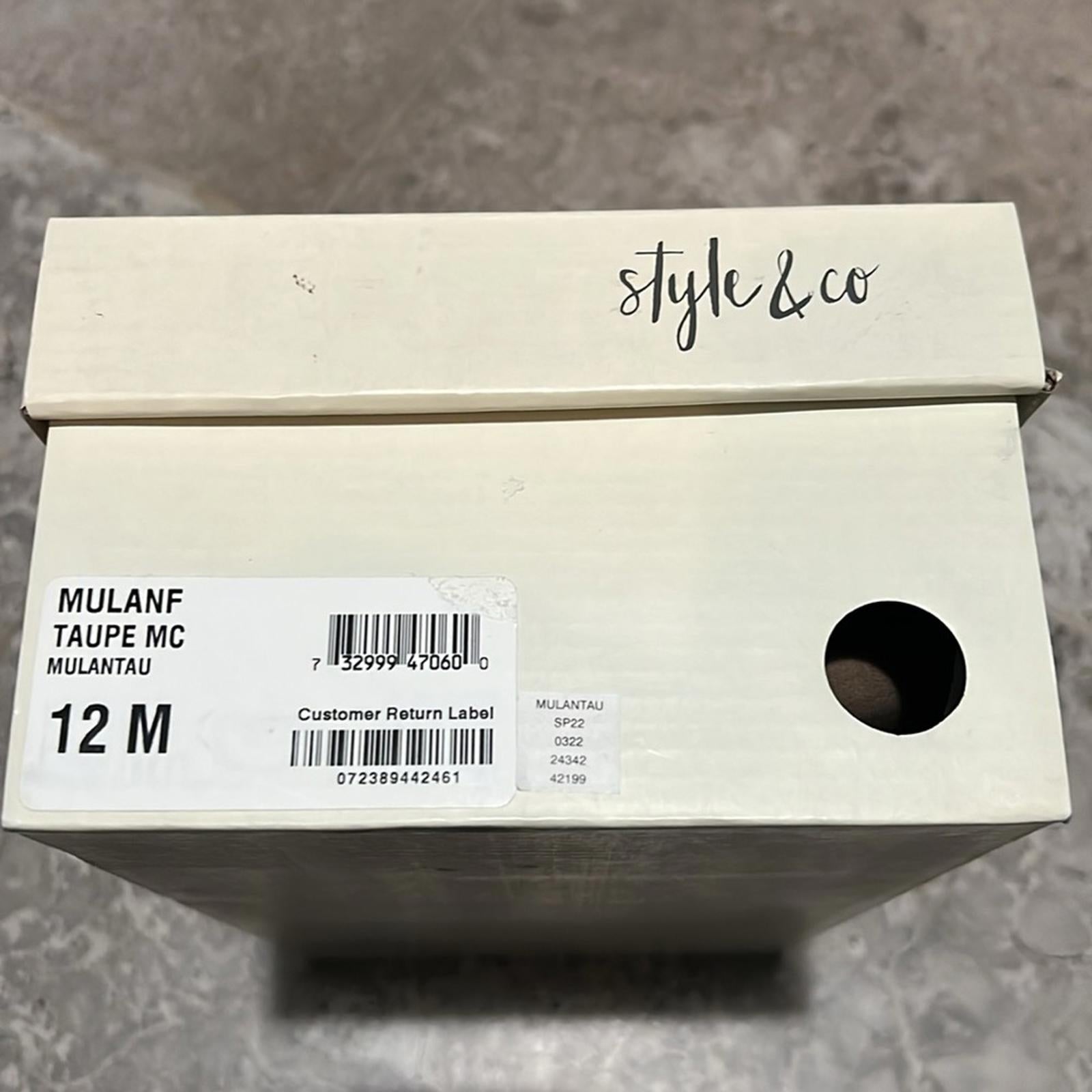 Style & Co Mulan Wedge Sandals in Taupe, Size 12 NEW in Box