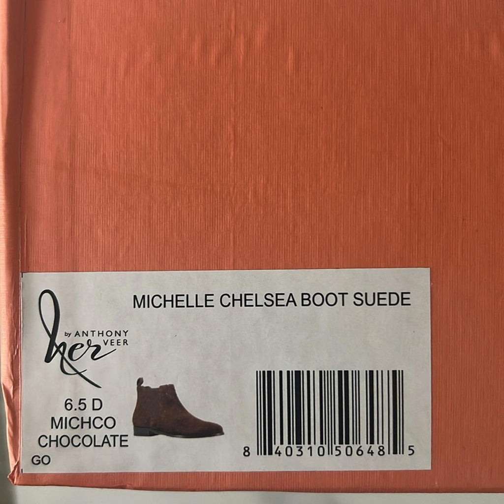 HER by Anthony Veer Michelle Chelsea Leather Boots in Brown, Size 6.5 NEW in Box
