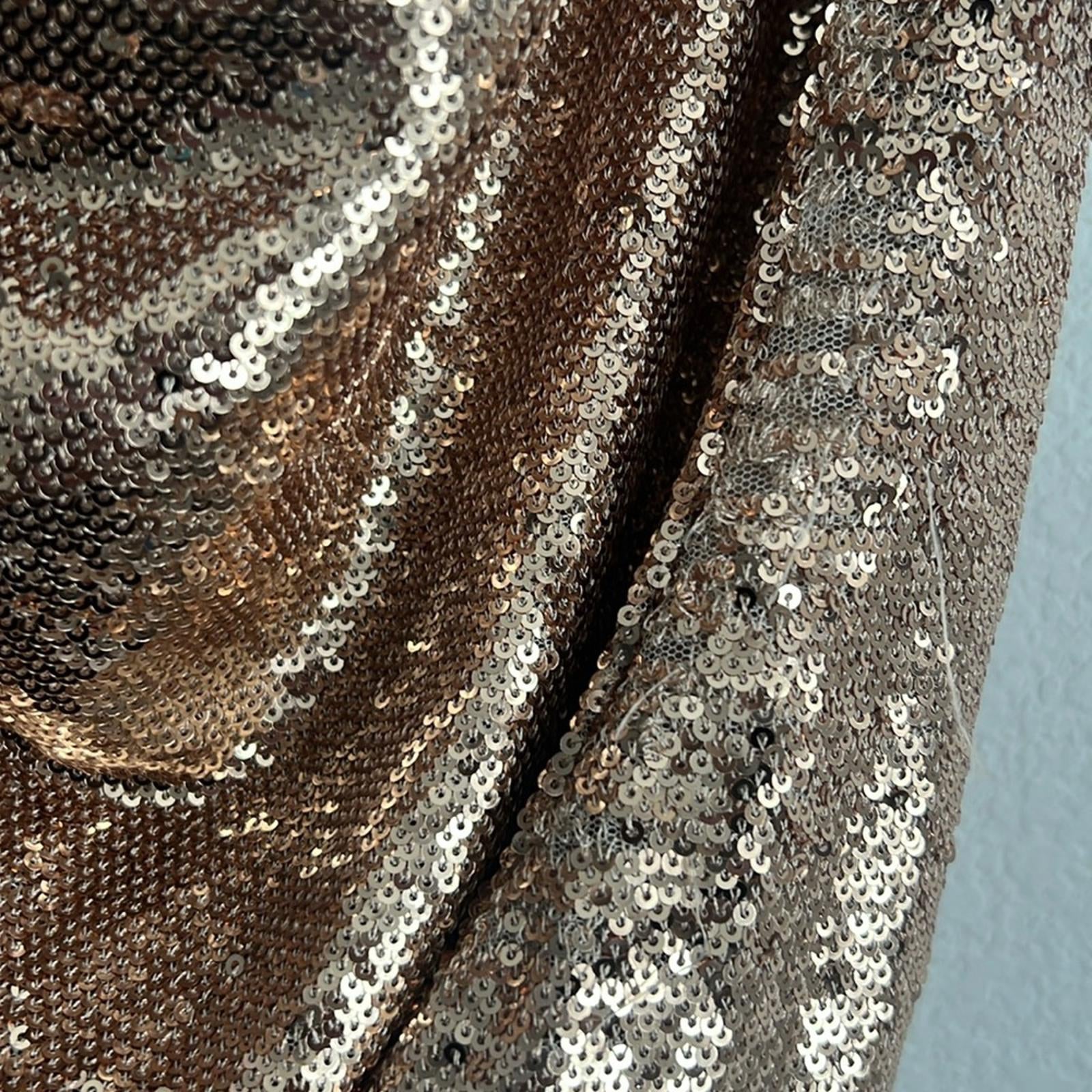 Ronny Kobo Kelly Sequin One-Shoulder Dress, Metallic Gold Size S NEW w/Tag $548