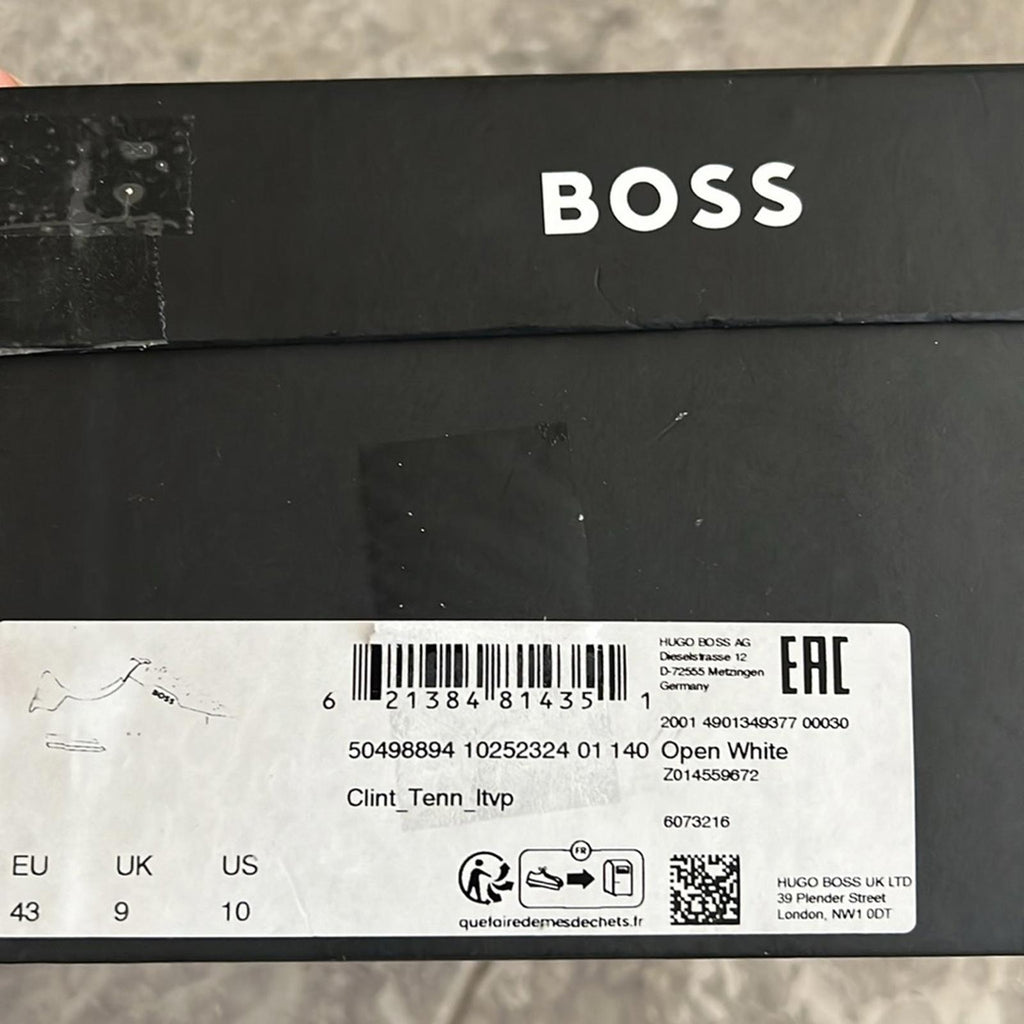 BOSS Leather Sneakers Clint in White, Size 43/10 New in Box