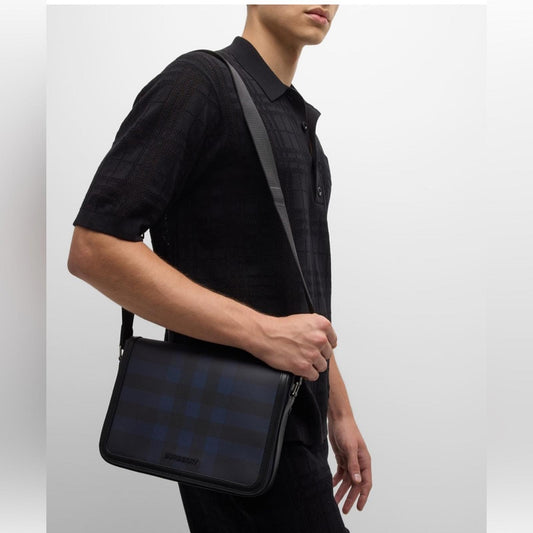 Burberry Blue House Check Small Alfred Messenger Bag, New w/Tag $1,650